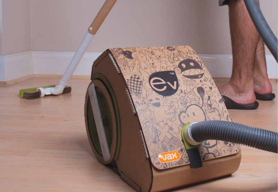 A custom cardboard vacuum cleaner.