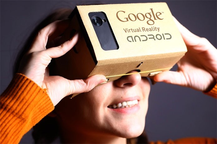 Google VR Glasses made out of cardboard.