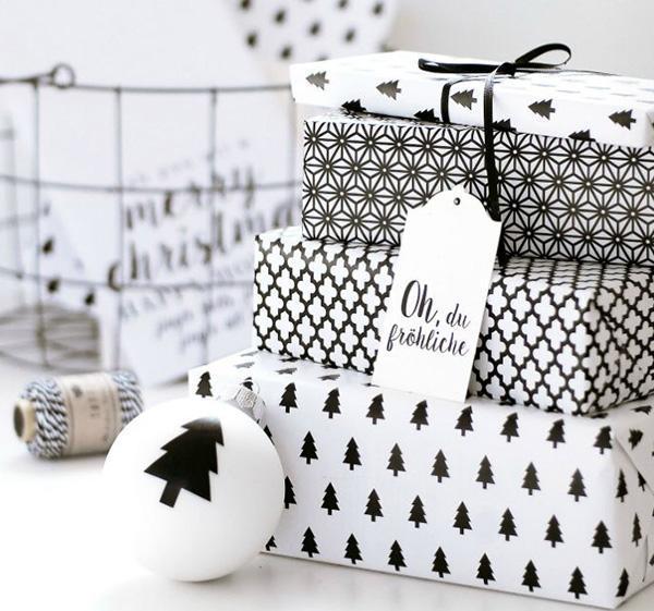 Example of black and white holiday packaging