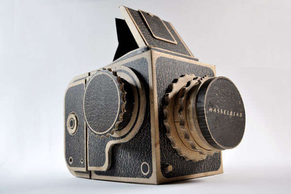 A custom traditional cardboard camera.