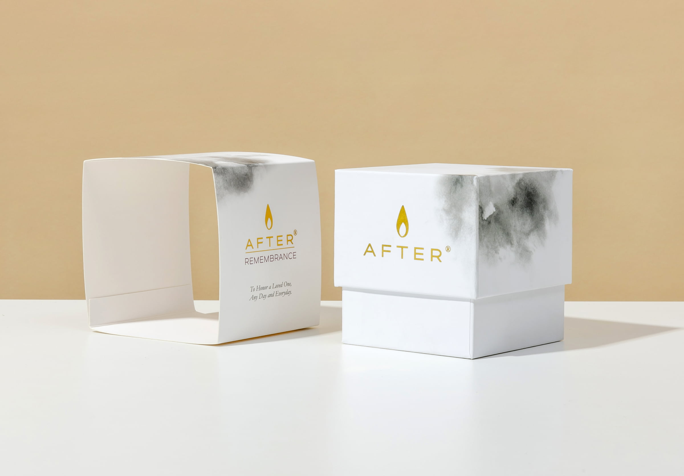 The After Company rigid candle box with custom sleeve.