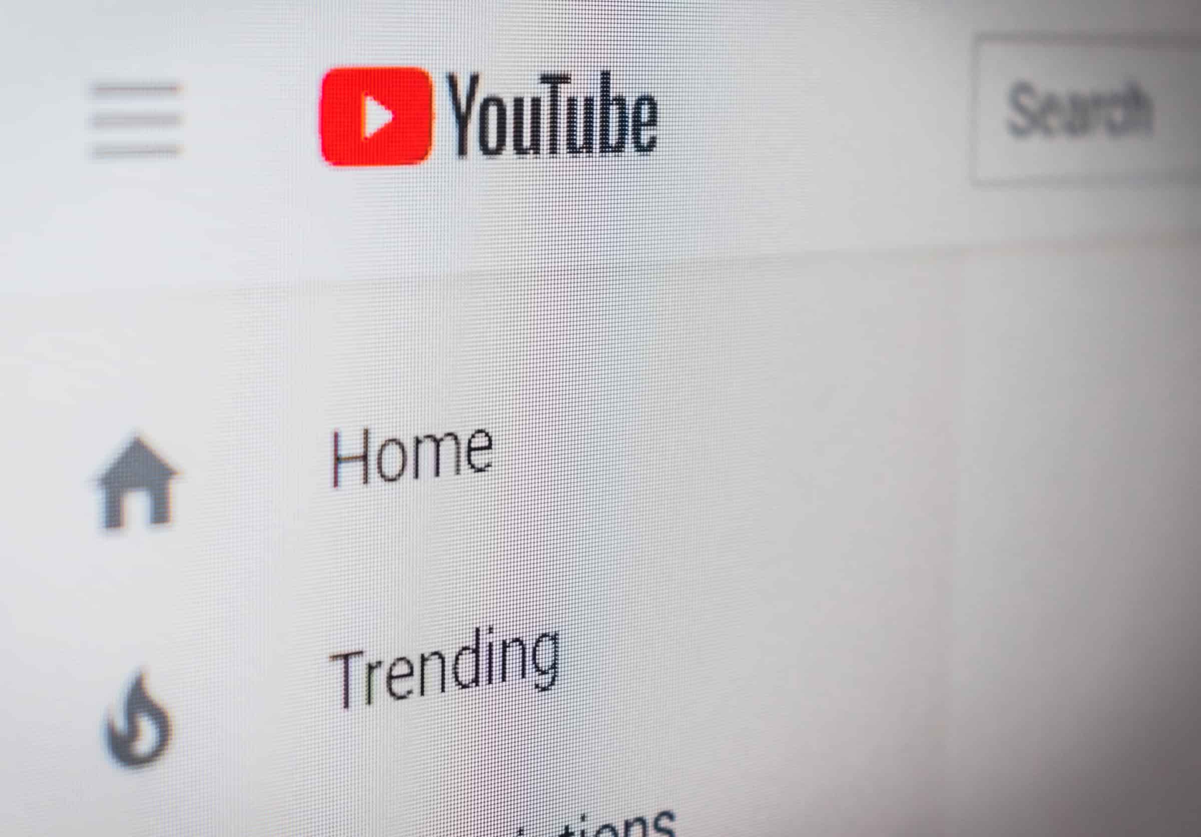 Youtube landing page on screen monitor